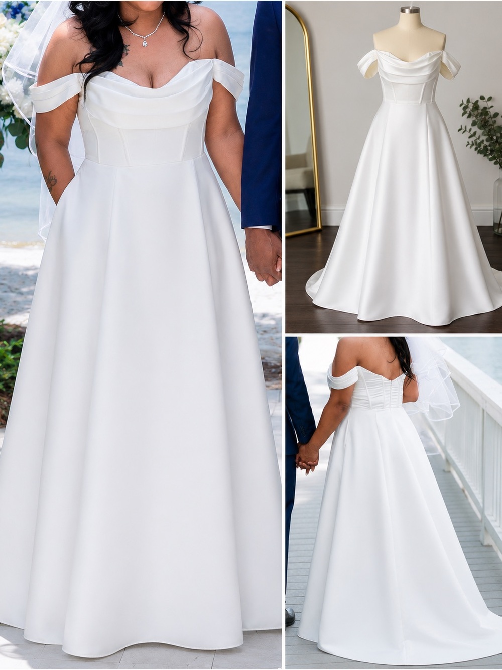 Off-Shoulder Satin A-Line Wedding Dress